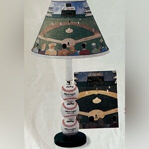 Baseball table lamp, marble base with real baseballs